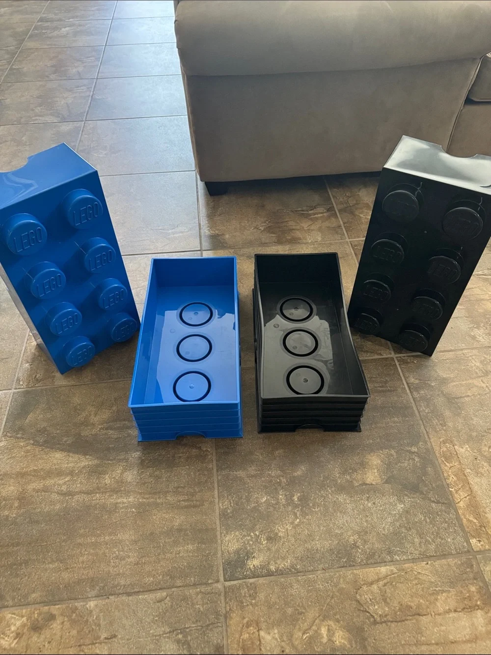 Lego Large Brick Storage Boxes - Blue and Black